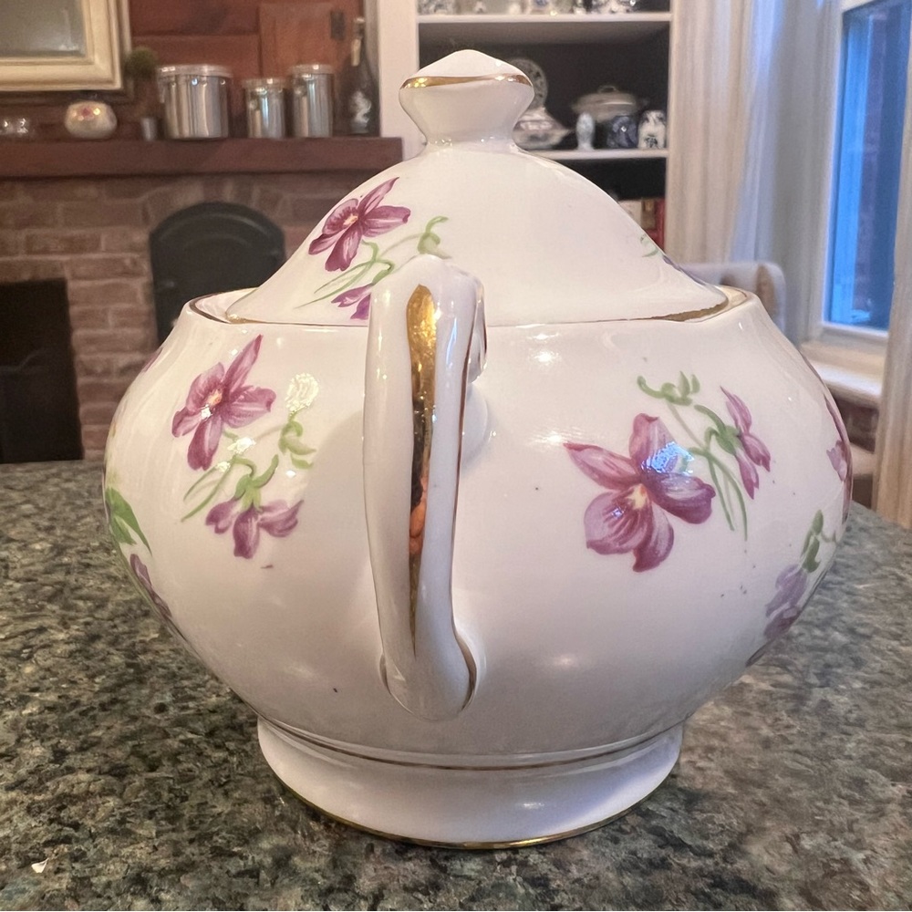 TUSCAN Vintage Violets Covered Sugar Bowl - Picture 4 of 14